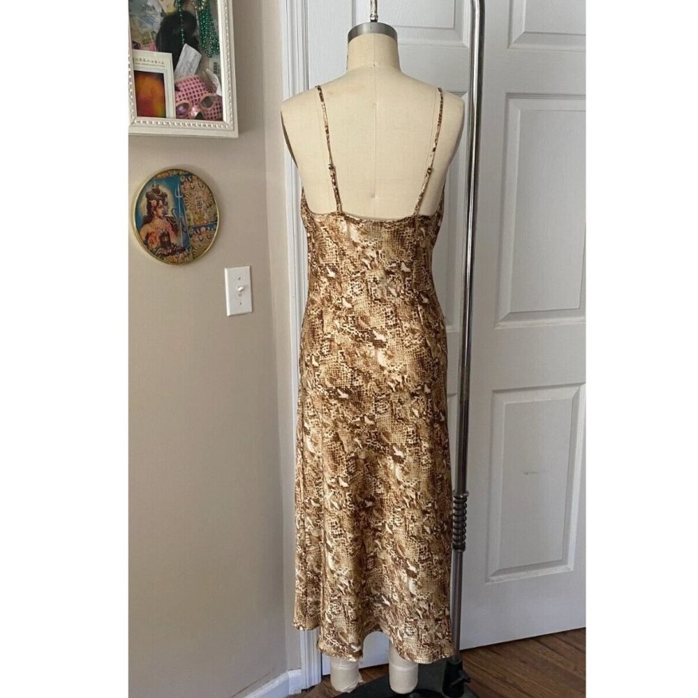 Forever 21 Snake Print Silky Cowl Neck Slinky Handkerchief Slip Dress *SMALL* - Picture 4 of 6